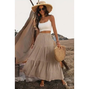 Yüksek Bel Etek Maxi Etek Full Likra Iç Göstermeyen Etek Beli Lastikli Uzun Kloş Etek