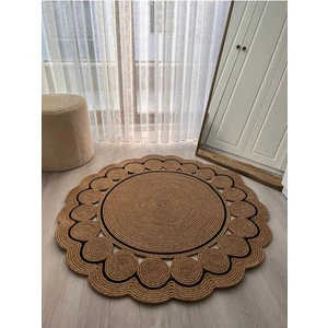 Bhr Creative Jüt Hasır Halı Kilim Paspas Papatya Modeli