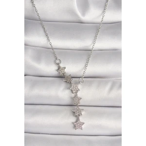 Kapsül Avm 316L Çelik Gümüş Renk Zincir Zirkon Taşlı Yıldız Model Kadın Kolye
