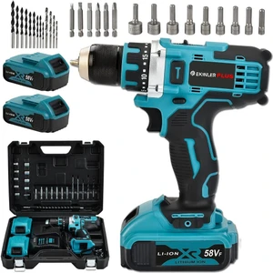 24 Parça 58VF 5AH Çelik Mandrenli Şarjlı Vidalama Matkap Seti EEA448