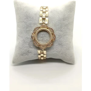 Altın Renk Zirkon Taşlı Çeyrek Altın Koyulan Bayan Bileklik Çerçeve