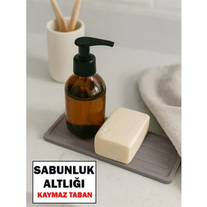 Sabunluk Altlığı Kaymaz Silikon Tezgah Koruyucu Mutfak Süngerlik Banyo Sıvı Sabun Organizer 27 cm x 11CM