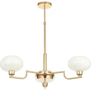 Vanna 3 lü Beyaz Camlı Salon Oturma Odası Modern Sarkıt Avize - (Gold Kaplama)