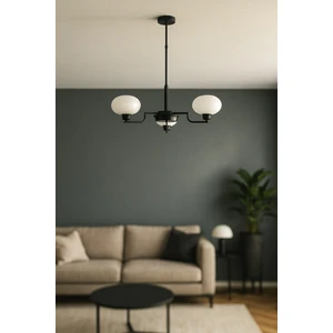 Vanna 3 lü Beyaz Camlı Salon Oturma Odası Modern Sarkıt Avize - (Siyah)