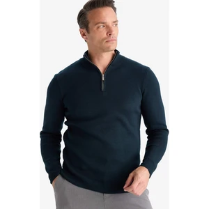 Yılbaşı Standart Fit Normal Kesim Dik Yaka Yarım Fermuarlı Basic Düz Triko Kazak A5184AX25AU