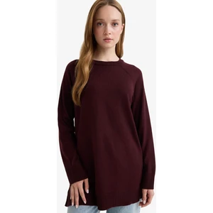 Regular Fit Bisiklet Yaka Basic Düz Triko Kazak Tunik