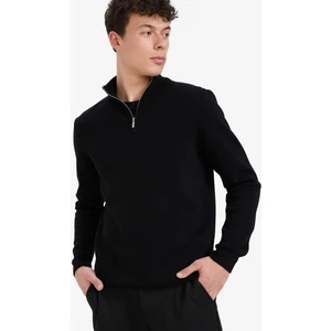 Yılbaşı Standart Fit Normal Kesim Dik Yaka Yarım Fermuarlı Basic Düz Triko Kazak A5184AX25AU