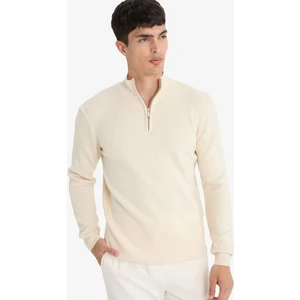 Standart Fit Normal Kesim Dik Yaka Yarım Fermuarlı Basic Düz Triko Kazak A5184AX25AU