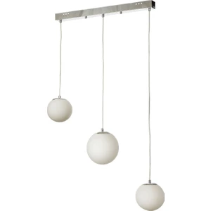 Pigaro 3 lü Yemek Masası Üstü Beyaz Renk Camlı Modern Sarkıt Avize - (Krom Kaplama)