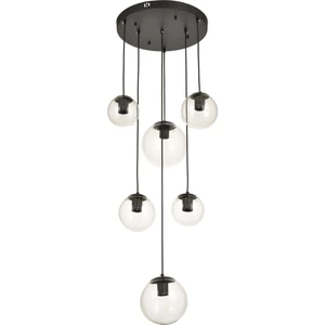 Pigaro 6 lı Şeffaf Camlı Salon Oturma Odası Modern Sarkıt Avize - (Siyah Kasa)