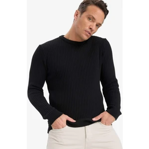 Yılbaşı Standart Fit Bisiklet Yaka Basic Dokulu Triko Kazak E0811AX25WN