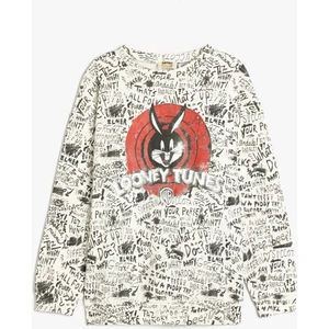 Bugs Bunny Lisanslı Pamuklu Baskılı Uzun Kollu Oversize Sweatshirt