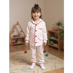 %100 Pamuk Kız Çocuk Kalpli Pijama