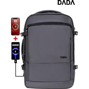 Büyük Boy Gri Okul Çantası 15,6 inç USB Type-C Girişli Ortopedik Sırt Su Geçirmez Oxford Kumaş Dada Çanta 12