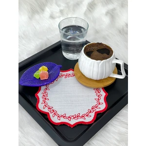 Yaprak Nakışlı Kahve Altlığı,sunum Peçetesi,kahve Yanı Peçetesi,6’lı Kokteyl Peçetesi,bardak Altlığı