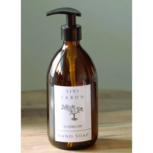 JUNİBELİW Amber Cam Boş Beyaz Etiketli  Şişe Sıvı Sabunluk 500 ml