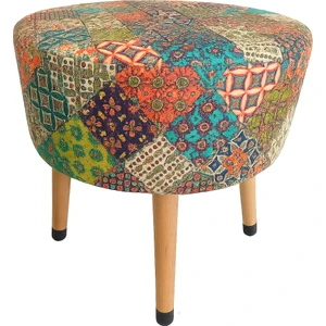 Ustaagac Osmanlı Bohem Etnik Puf Koltuk Bench Tabure – Dekoratif Ahşap Ayaklı | Doğal & Modern Stil