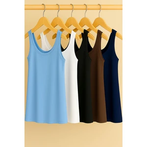 5 Adet A Kesim Pamuklu Kalın Askılı Atlet Tişört