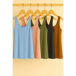 5 Adet A Kesim Pamuklu Kalın Askılı Atlet Tişört