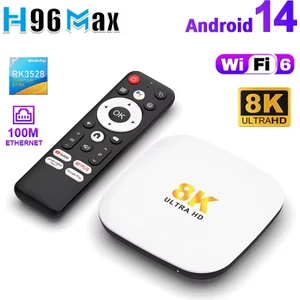 H96max M2plus 8k Android 14.0 Tv Box 4gb+32gb Medya Oynatıcı Air Mouse Wifi6 Bt 5.4 Ethernet Sesli Komut Rk3528 Cpu Mali-450 Mp2 Gpu