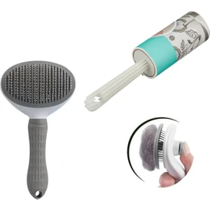 Kedi Köpek Tüy Temizleme Tarak ve Rulo 50 Yaprak – Otomatik Masajlı Evcil Hayvan Tüy Toplayıcı 2’si 1 Arada