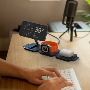 NT-WCH03 3 in 1 18W Kablosuz Wireless Şarj Standı – Telefon, AirPods, Apple Watch Uyumlu (Siyah)