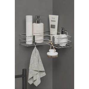 Hill Homes Krom Gümüş Yapışkanlı Banyo Köşeliği Köşe Rafı Duş Şampuanlık Duvar Düzenleyici Organizer