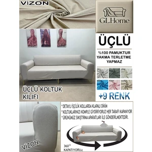 %100 Pamuk Petek Kumaş 3 Lü  Komple Giydirme Kanepe & Çekyat, Bohem, Porto, Vb. Model Koltuk Kılıfı