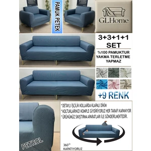 %100 Pamuk Petek Kumaş  3+3+1+1 Komple Giydirme Kanepe&çekyat, Bohem, Porto, Vb. Model Koltuk Kılıfı