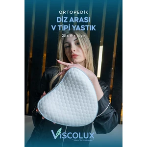Diz Arası Ortopedik Yastık - V Model Diz Arası Yastık Ortopedik Visco Yastık 25X25X15 Mavi