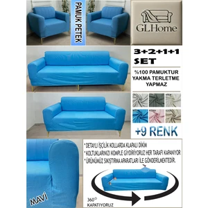 %100 Pamuk Petek Kumaş 3+2+1+1 Komple Giydirme Kanepe&çekyat, Bohem, Porto, Vb. Model Koltuk Kılıfı