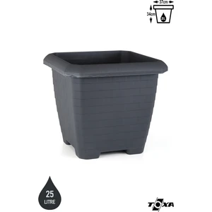25 Litre Tabaksız Kare Büyük Boy Plastik Bahçe Çiçek Saksısı Hisar Kale No3