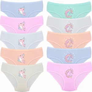 Kız Çocuk 10'lu Paket Karışık Dolfin&unicorn Baskılı Likralı Külot