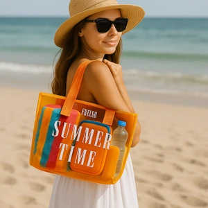 Şeffaf Plaj Çantası Baskılı Kadın Beach Bag