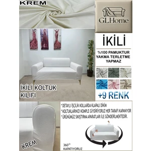 %100 Pamuk Petek Kumaş Çift Kişilik Komple Giydirme 2'li Kanepe, Bohem,porto, Vb Model Koltuk Kılıfı