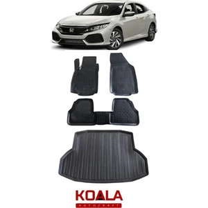 Honda Civic 2016-2021 3D Araca Özel Havuzlu Paspas ve Bagaj Havuzu