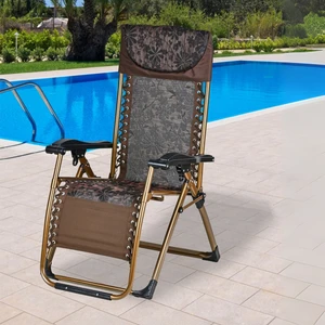 Kamp Sandalyesi Şezlong Sandalye Katlanır Portatif (Kahverengi)