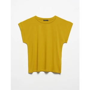 3504 Bisiklet Yaka Penye T-Shirt-Yağ Yeşil