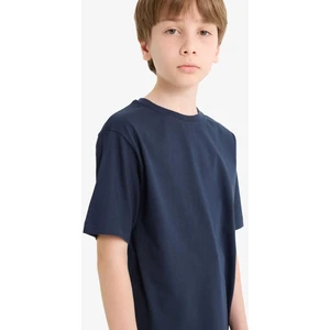 Erkek Çocuk Bisiklet Yaka Basic Düz Kısa Kollu Okul Tişörtü K1687A625AU