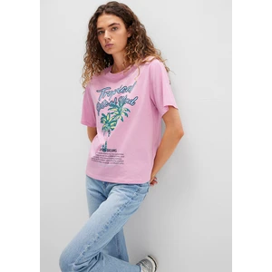 Plaj Baskılı Pembe Tişört 1613490-71031