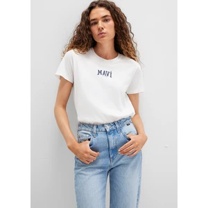 Mavi Logo Baskılı Ekru Tişört 1613412-70057