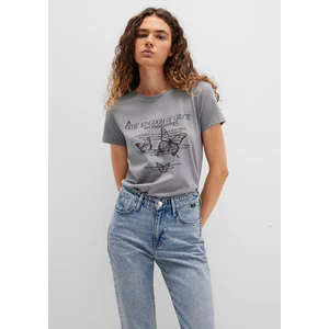 Kelebek Baskılı Gri Tişört 1613453-91066