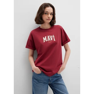 Mavi Logo Baskılı Bordo Tişört 1613410-70430