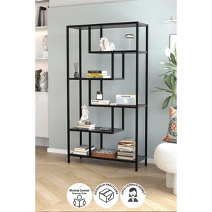 6 Raflı Kitaplık Dekoratif Kitaplık Metal Kitaplık Ofis Kitaplığı Larissa Antrasit