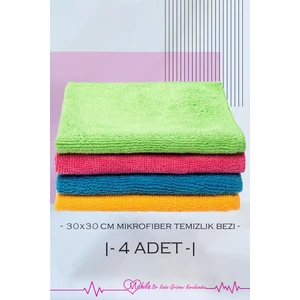 4 Adet | 30X30CM Mikrofiber Toz Bezi,çok Amaçlı Temizlik Bezi, Tezgah Üstü Bez