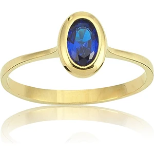 Fasek Gold Gümüş Yüzük -  0,60 CT Oval Safir (Nano Safir) 925 Ayar Gümüş Tektaş-0.60 CT Oval Safir 925 Ayar Tektaş Gümüş Yüzük