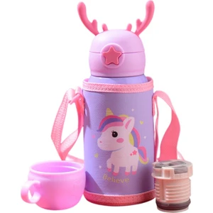 500 ml. Taşınabilir Yalıtımlı Çocuk Suluk - Mor (Yurt Dışından)
