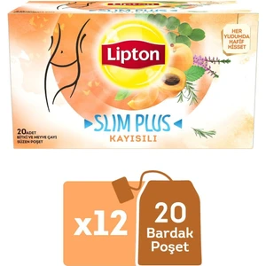 Slim Plus Kayısılı Bitki ve Meyve Bardak Poşet Çay 20 x 2 Gr. Onikili Set