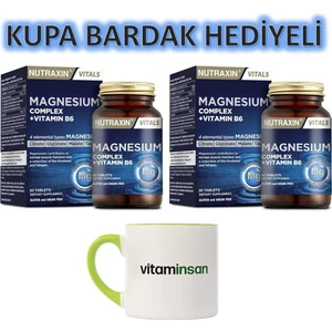 Magnesium Complex Vitamin B6 60 Tablet 2 Adet (Kupa Bardak Hediyeli)
