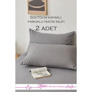 2 Adet | Lüks Pamuklu Yastık Kılıfı 50X70 Kapaklı Model, Pamuklu Yastık Kılıfı